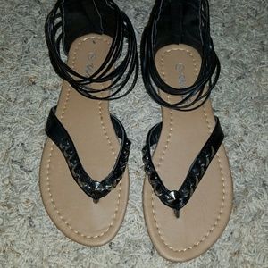 NEW Black Sandals with Rhinestones